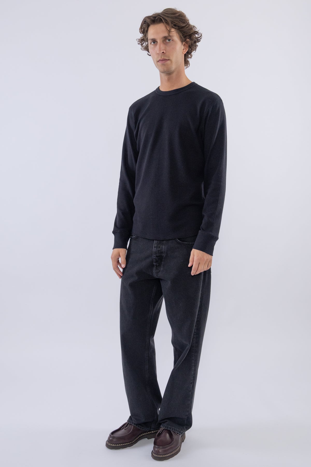 Waffle Tee LS, Black