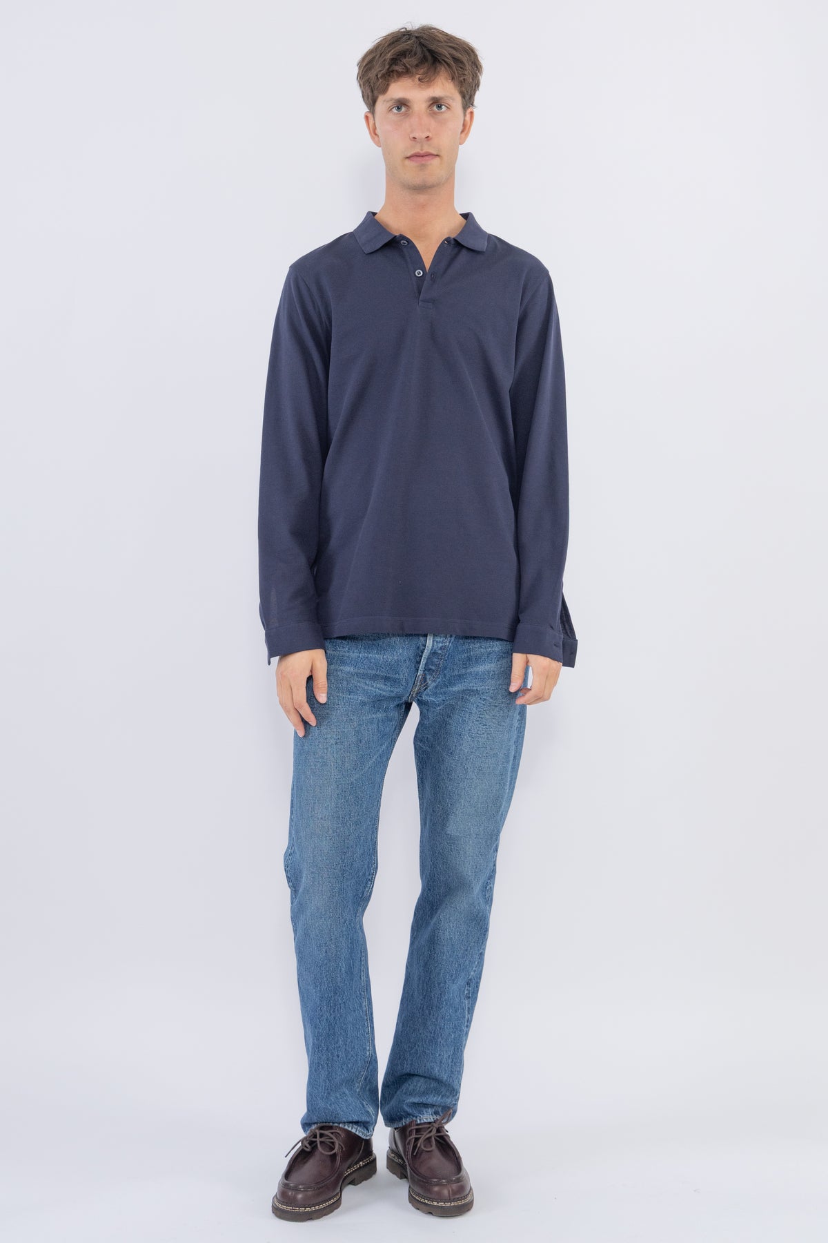 L/S Pique Polo, navy