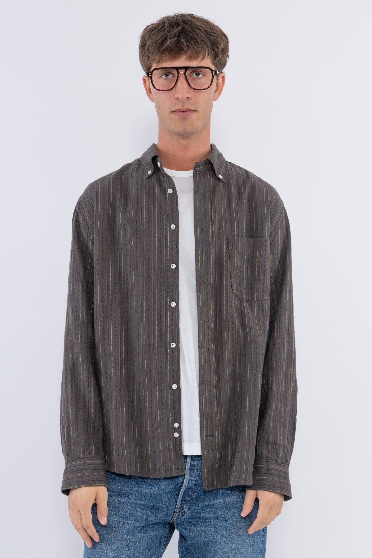 Brushed Dobby Stripe, Brown