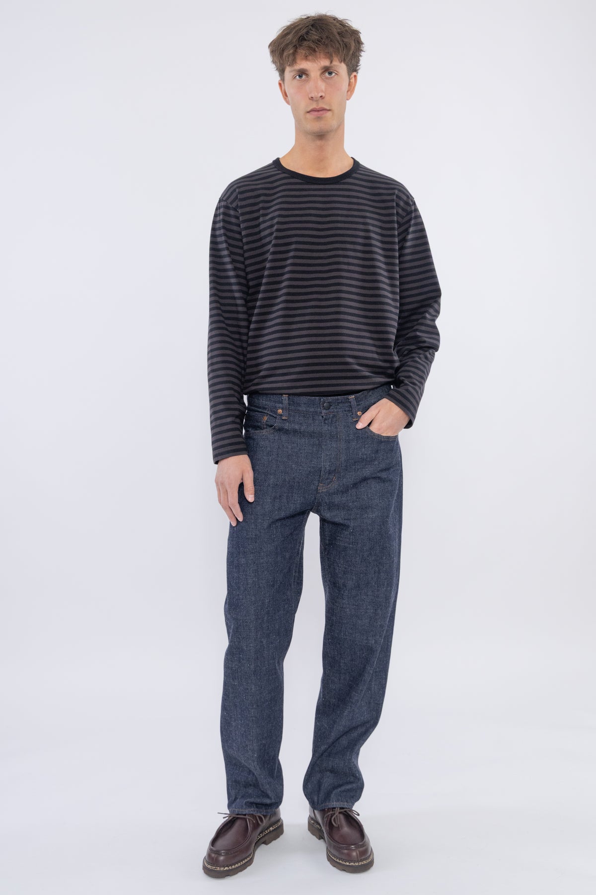 Selvedge Denim Straight Pants, Indigo