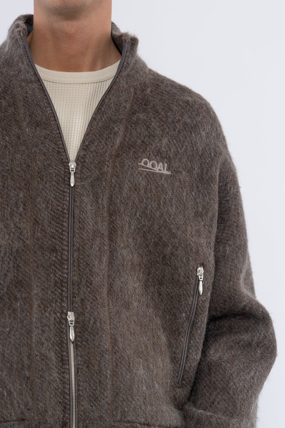 OOAL Zip Up Mohair Jacket, Beige