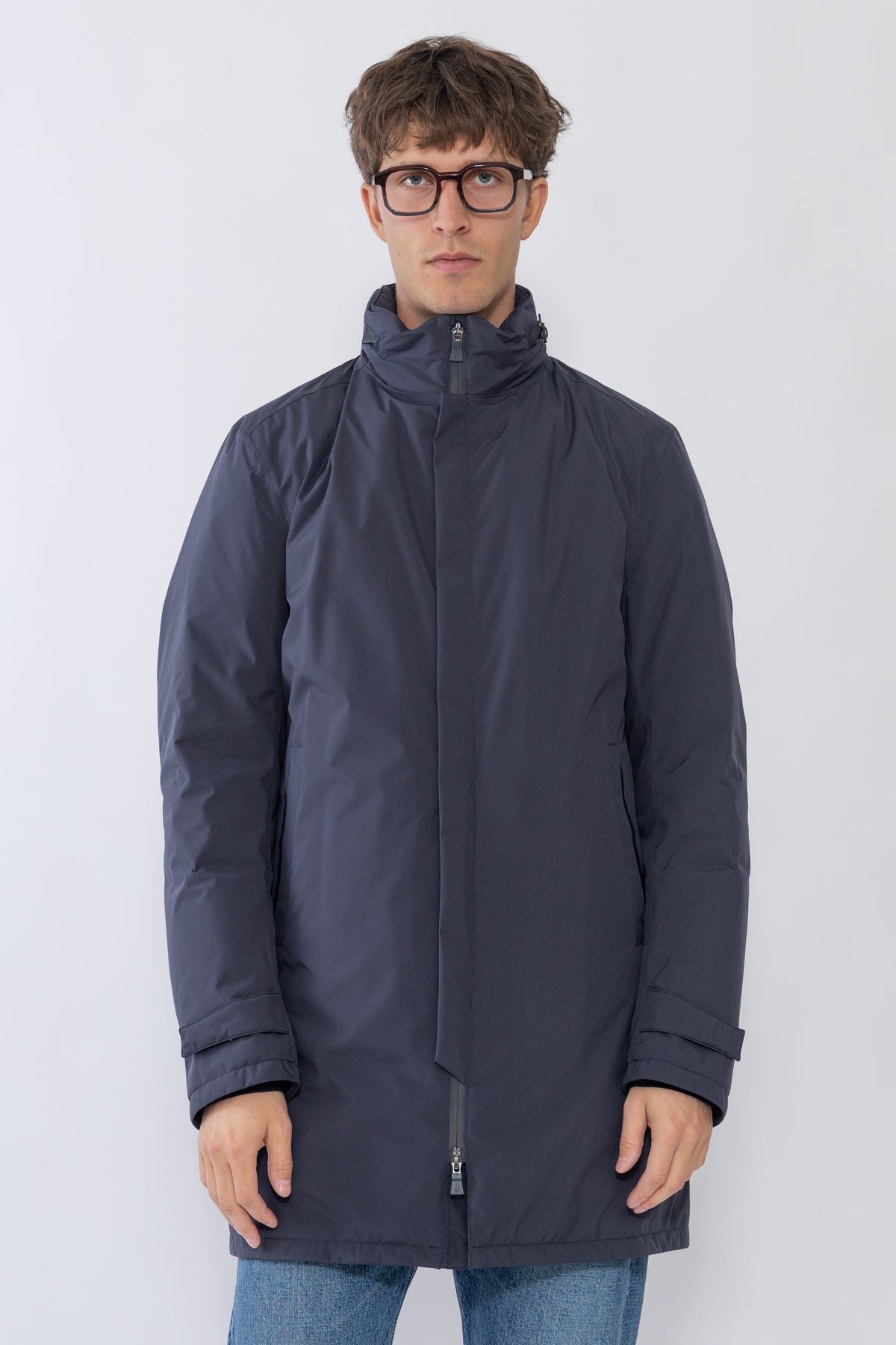 Woven Half Coat, Blue
