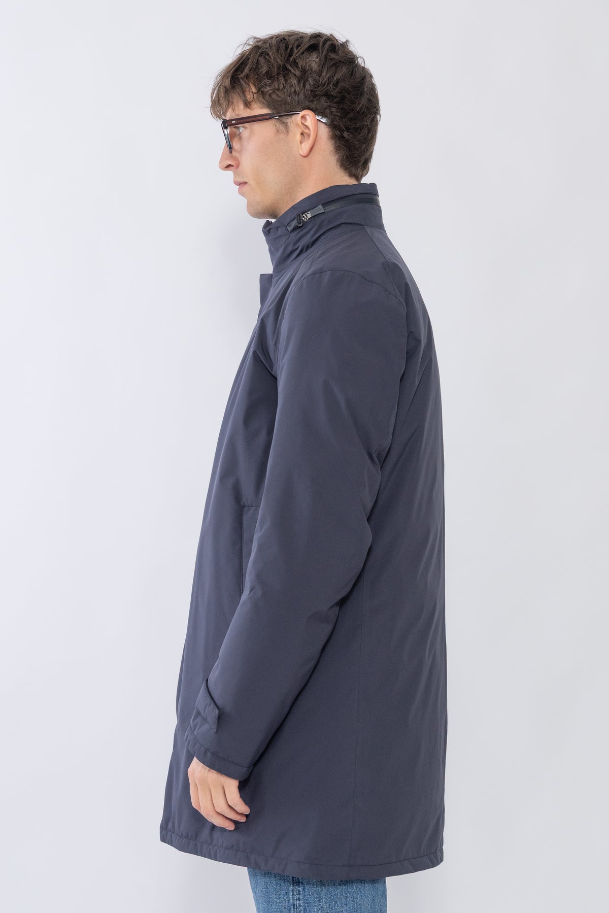 Woven Half Coat, Blue