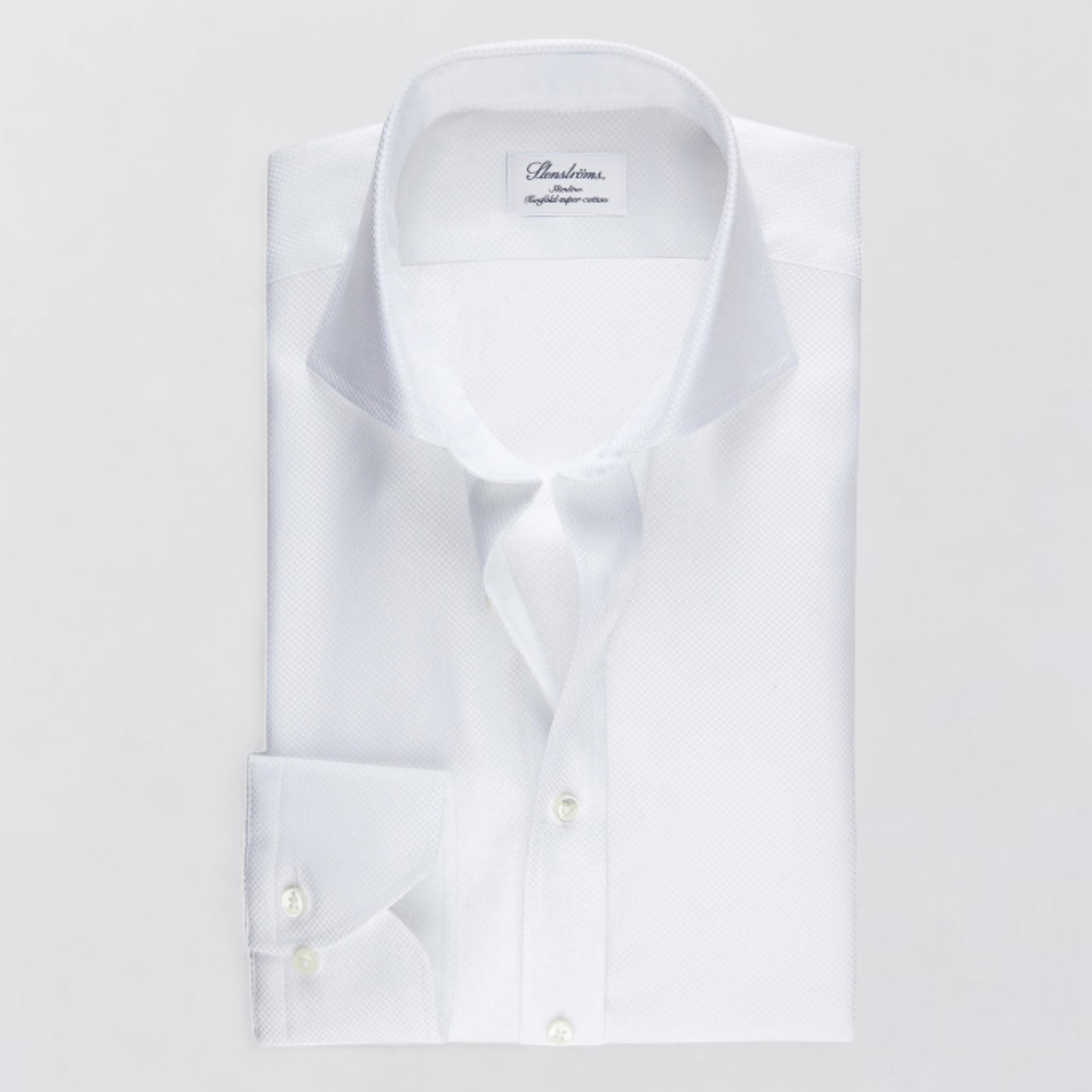 White Textured Twill Shirt