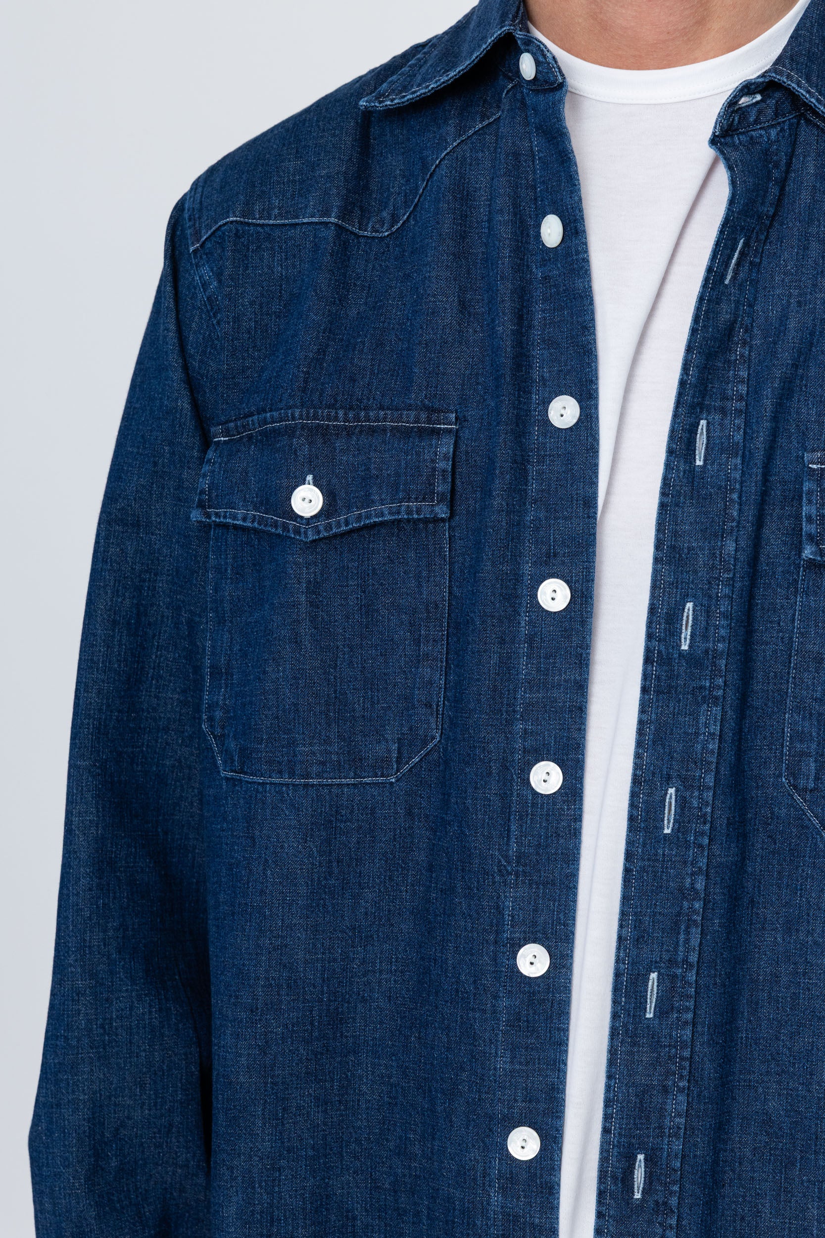 Chambray Two-Pocket Western Shirt