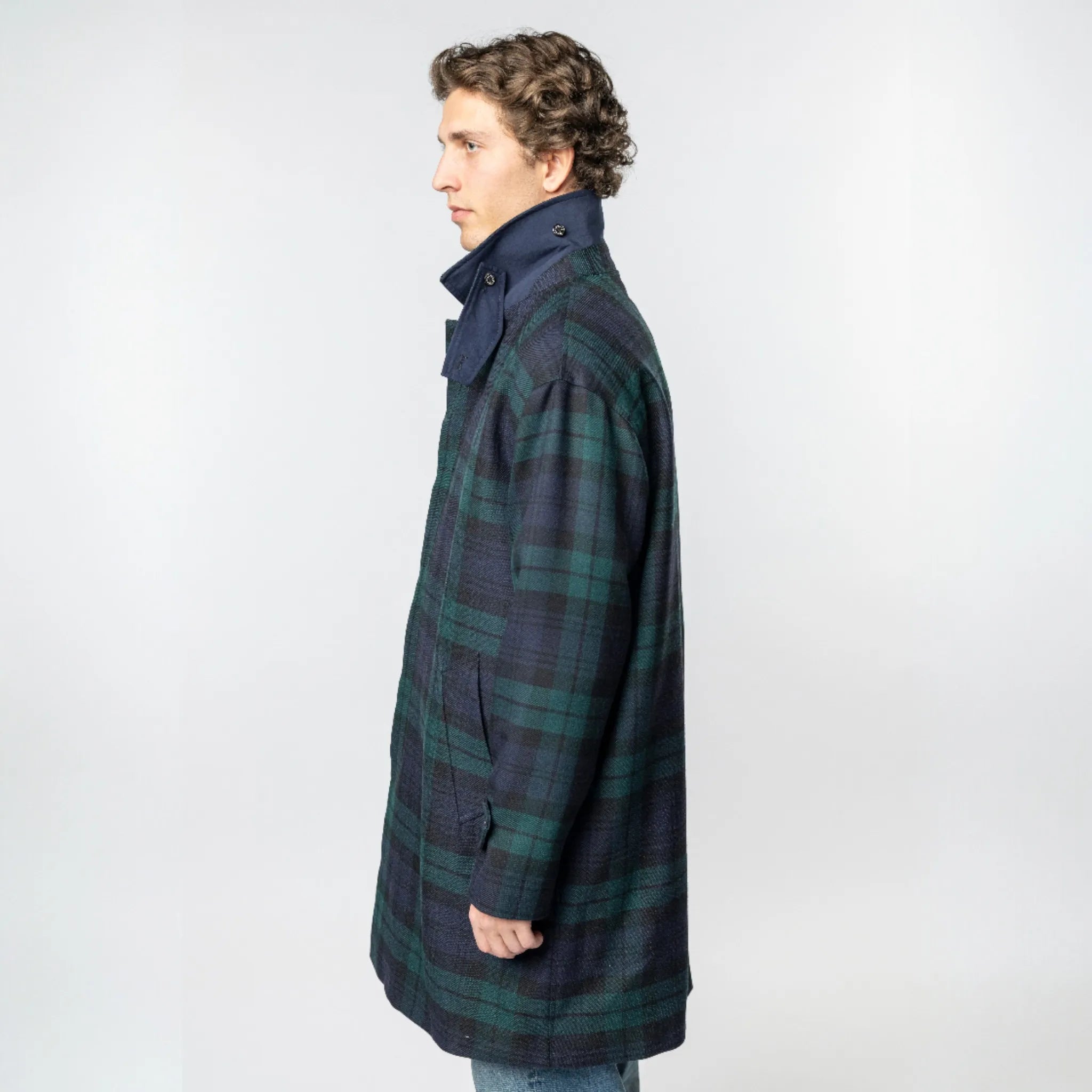 Mackintosh Wool Soho Tartan Coat Blackwatch