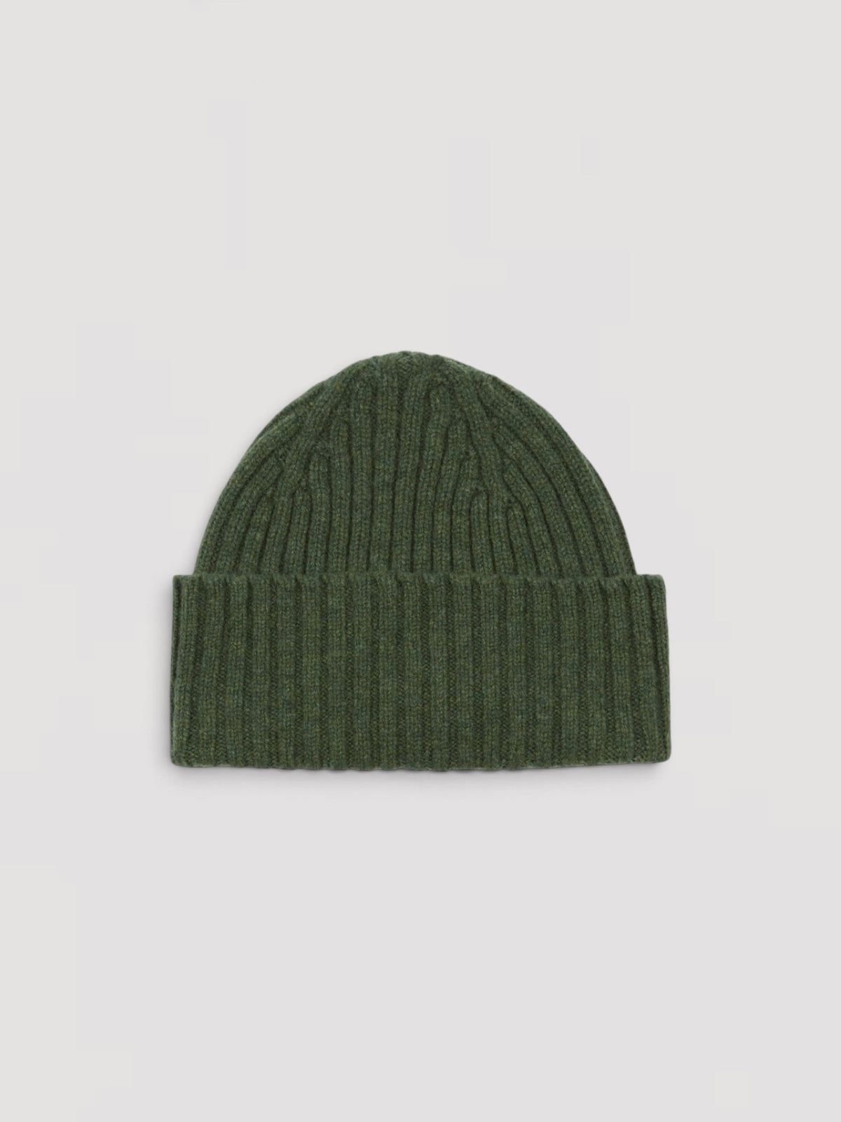 Lambswool Ribbed Knit Cap, Green