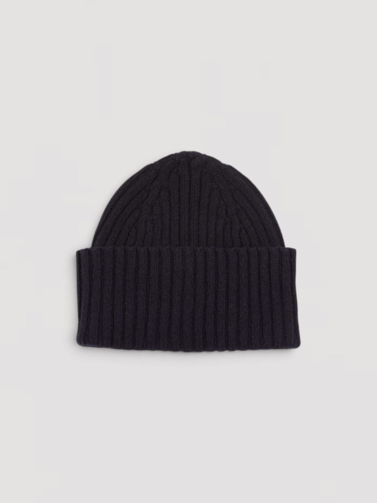 Lambswool Ribbed Knit Cap, Navy