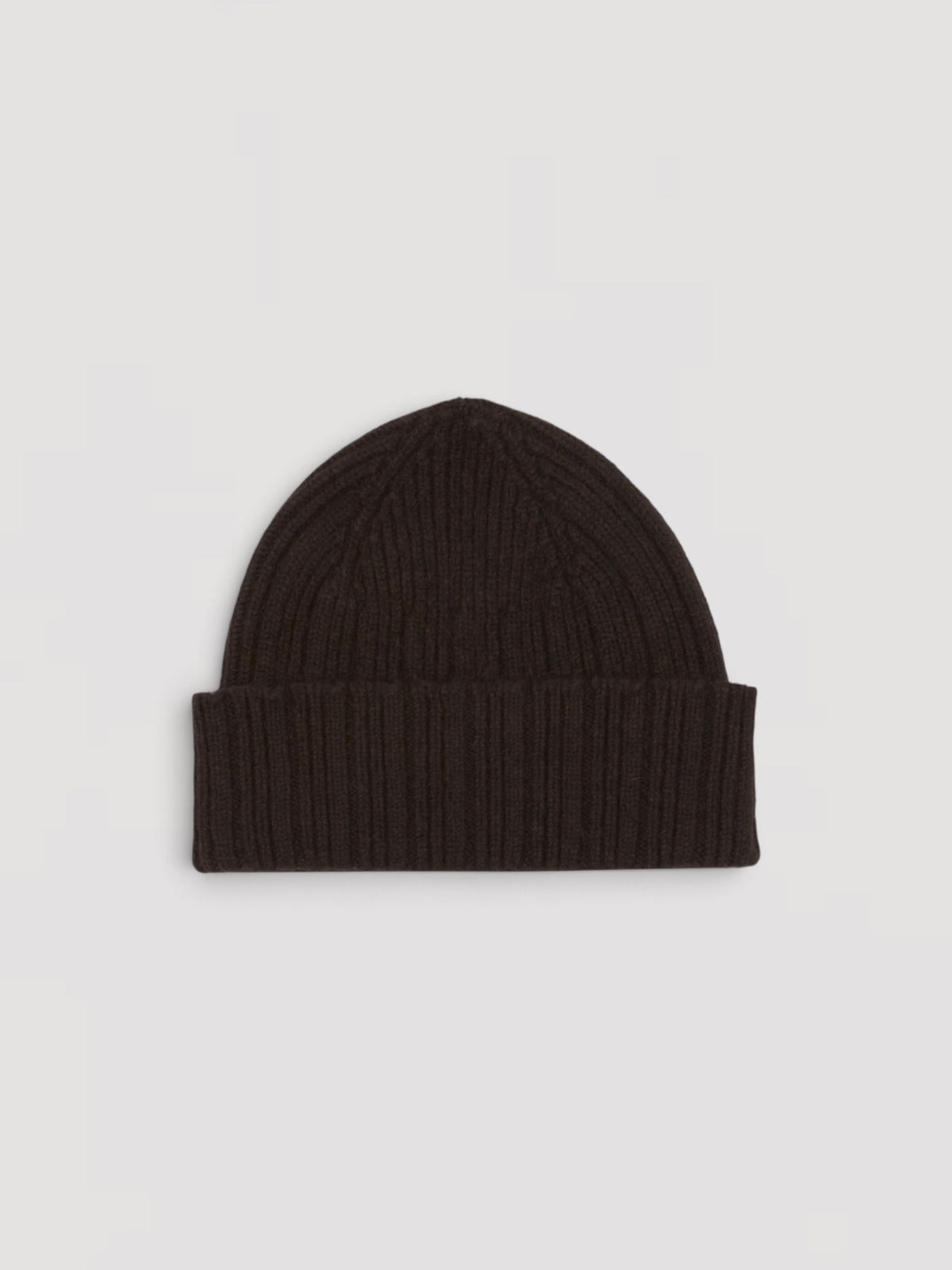 Lambswool Ribbed Knit Cap, Brown