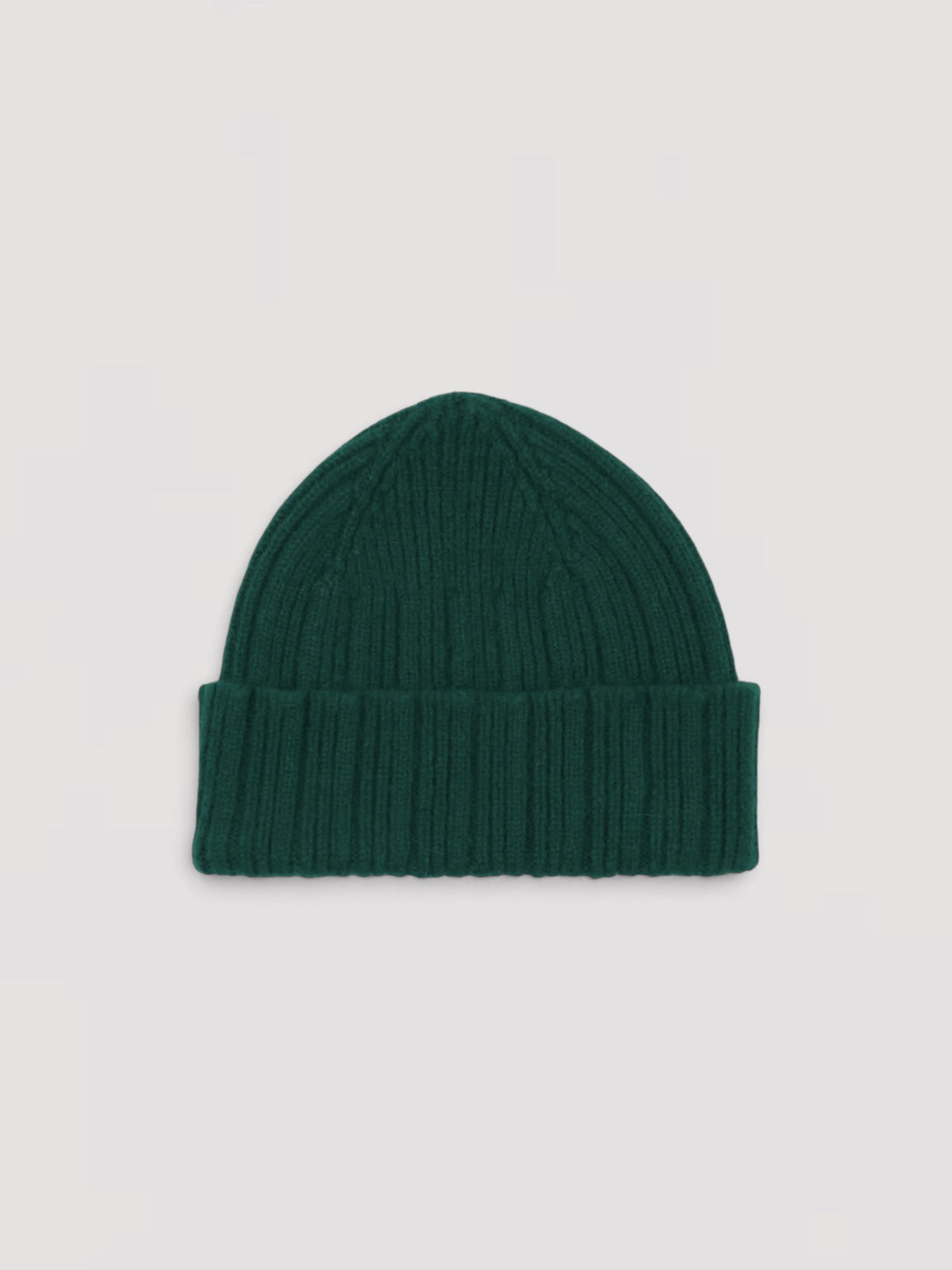 Lambswool Ribbed Knit Cap, Forrest Green