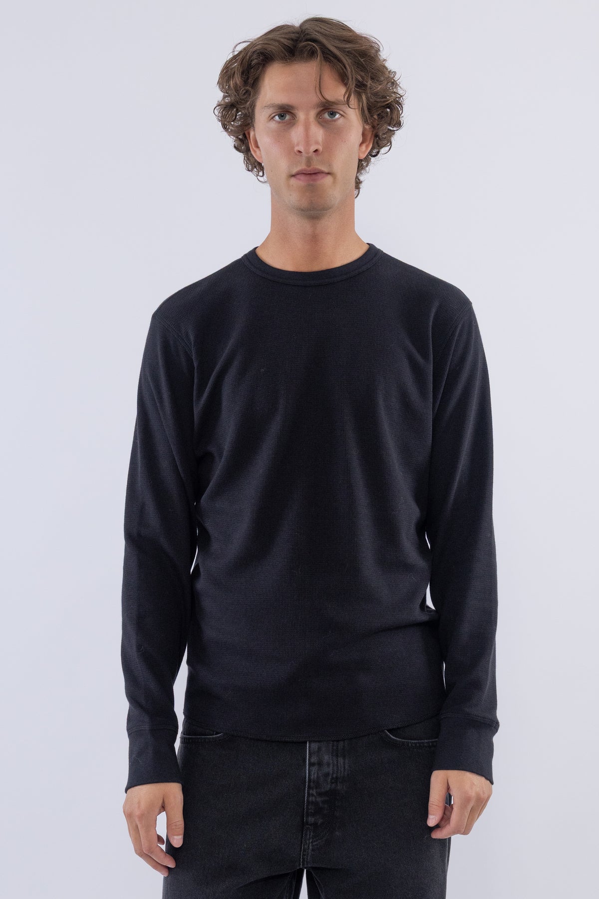 Waffle Tee LS, Black