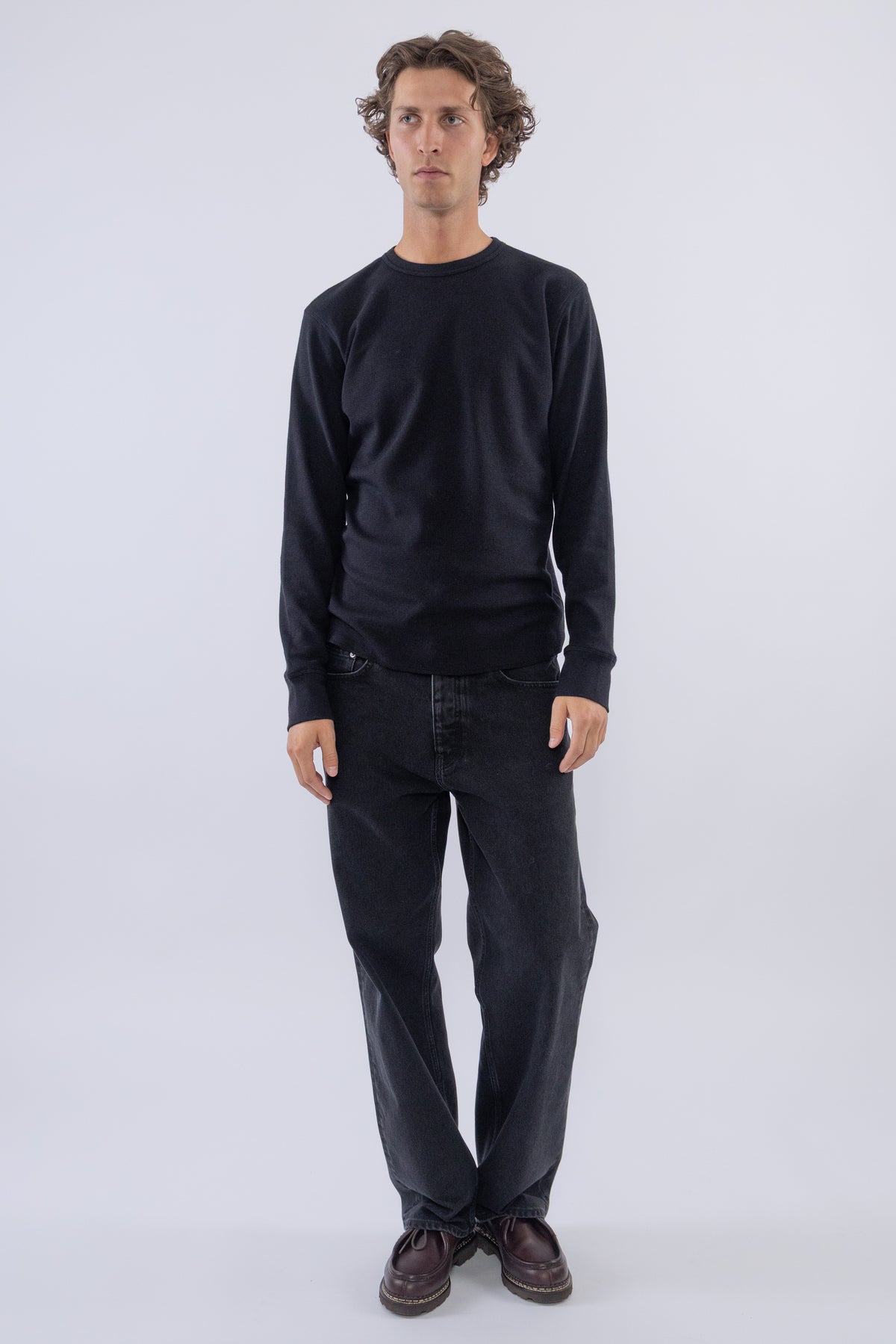 Waffle Tee LS, Black