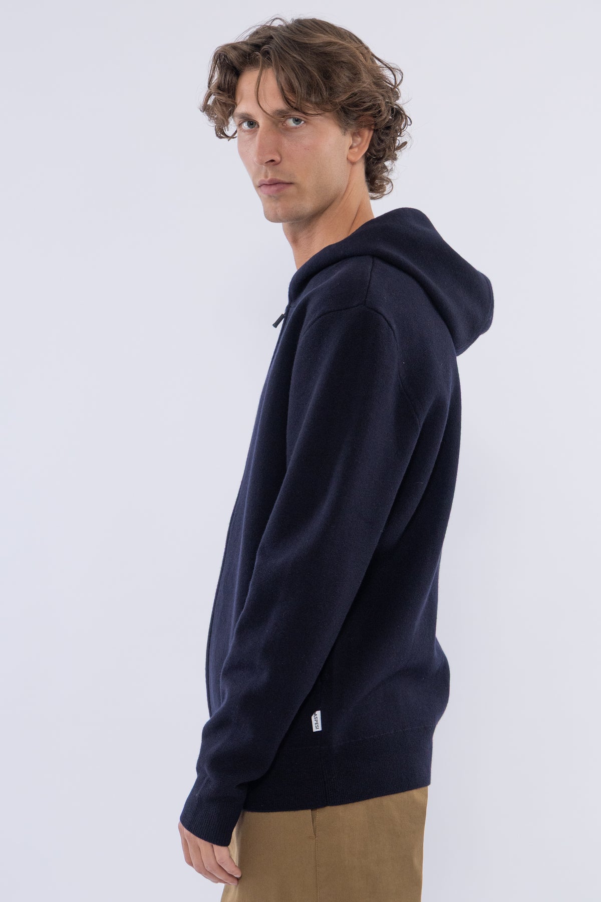 Double-bed Yarn Hooded Knit, Black