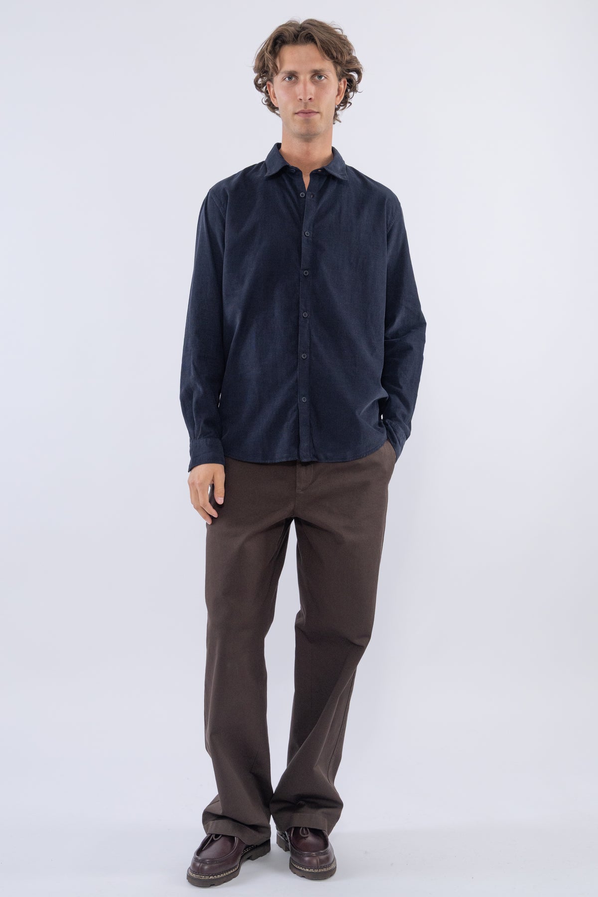 Fine Cord Shirt, Midnight Navy
