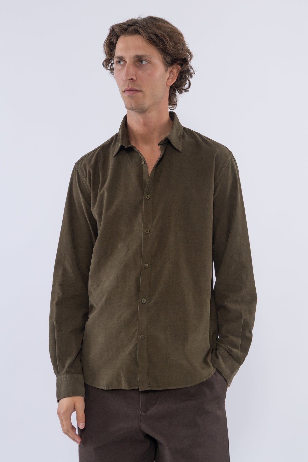 Fine Cord Shirt, Loden Green