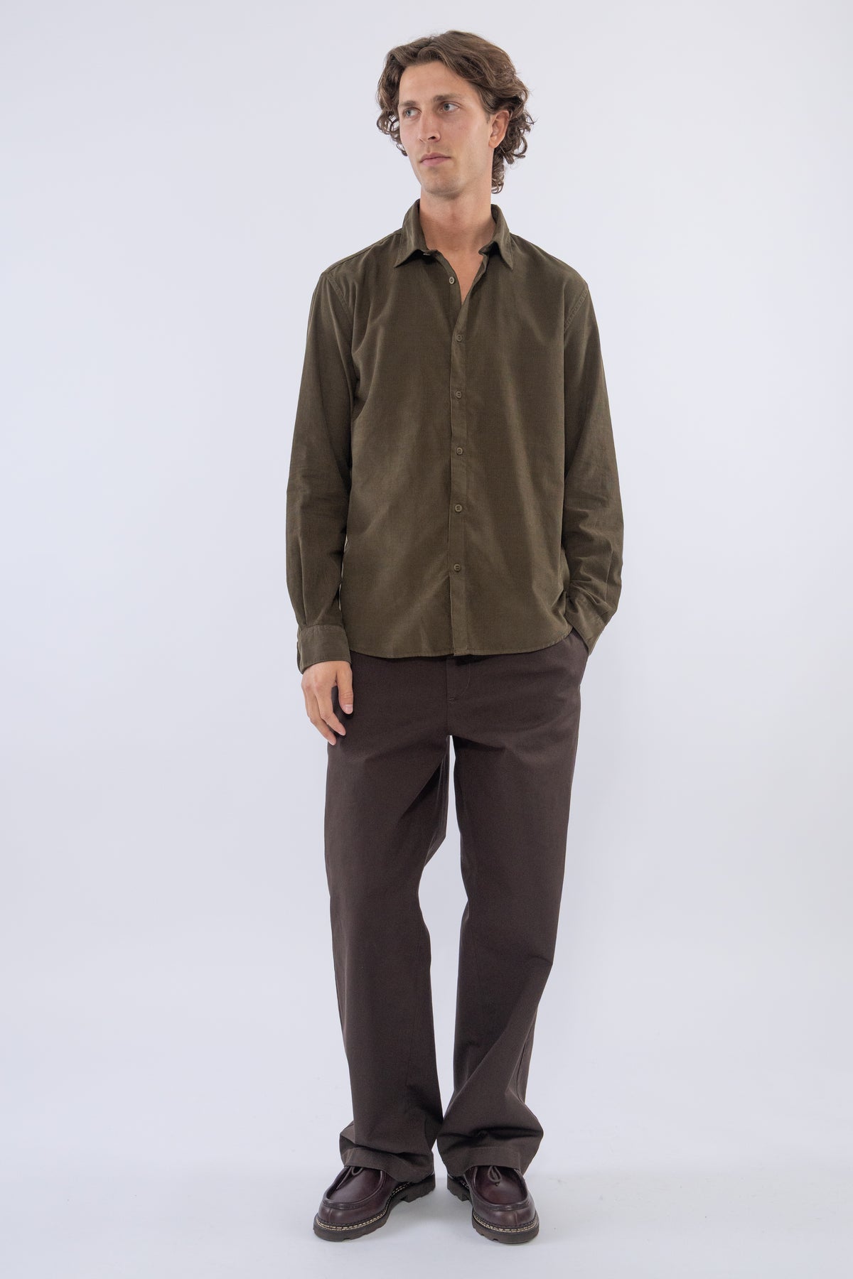 Fine Cord Shirt, Loden Green