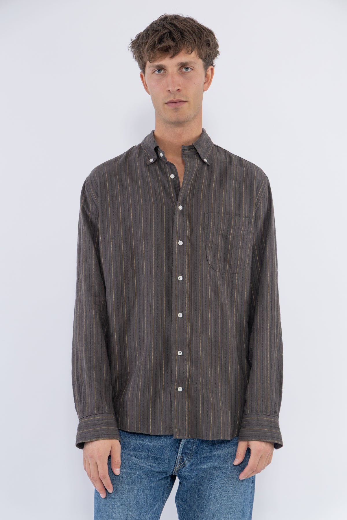 Brushed Dobby Stripe, Brown