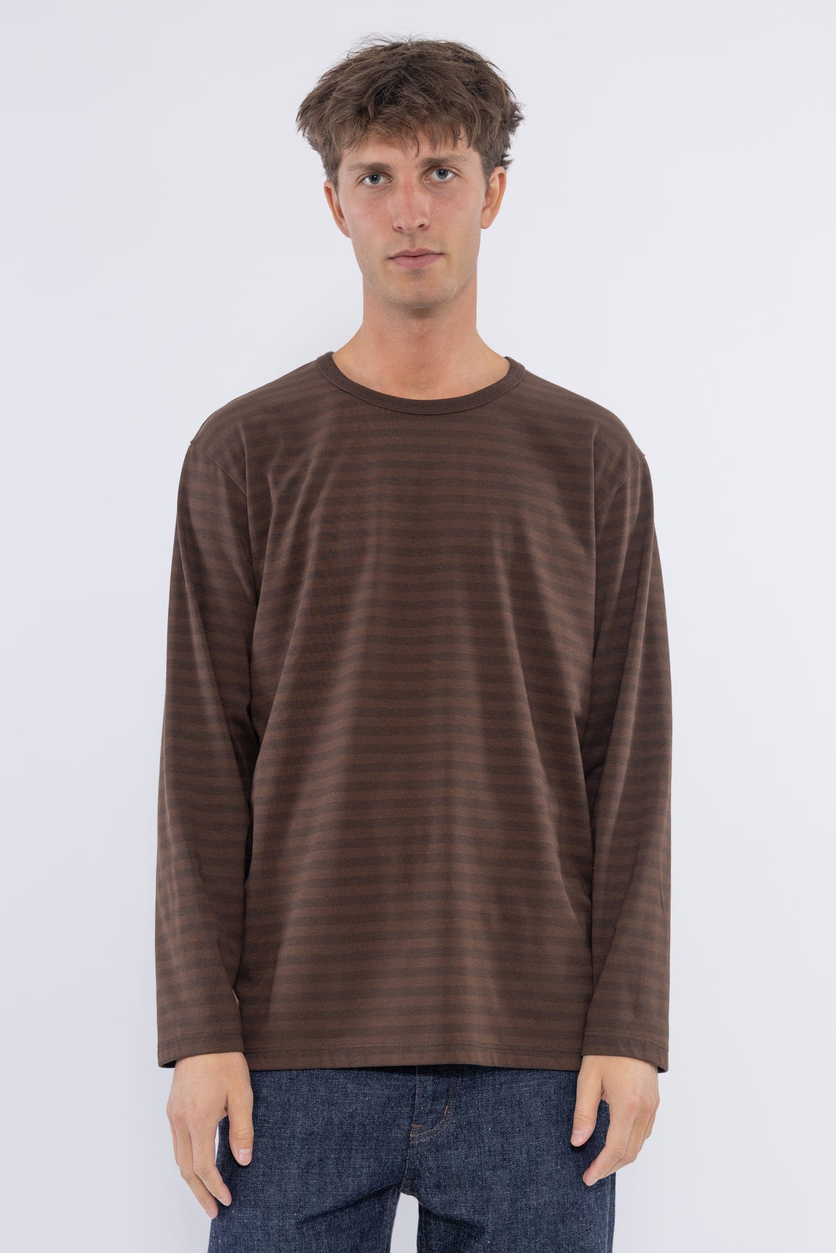 COOLMAX Stripe Jersey L/S Tee, Brown