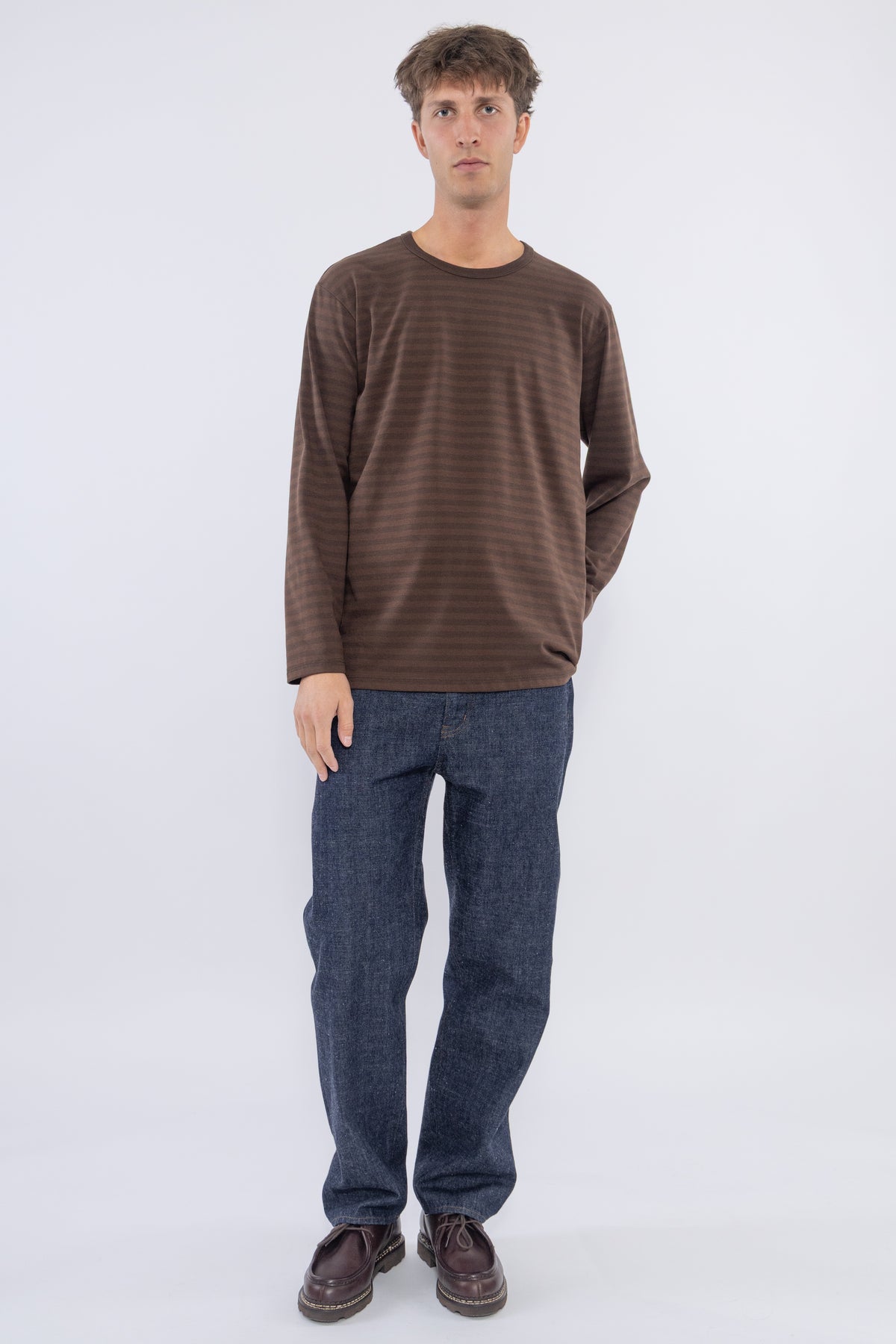 COOLMAX Stripe Jersey L/S Tee, Brown