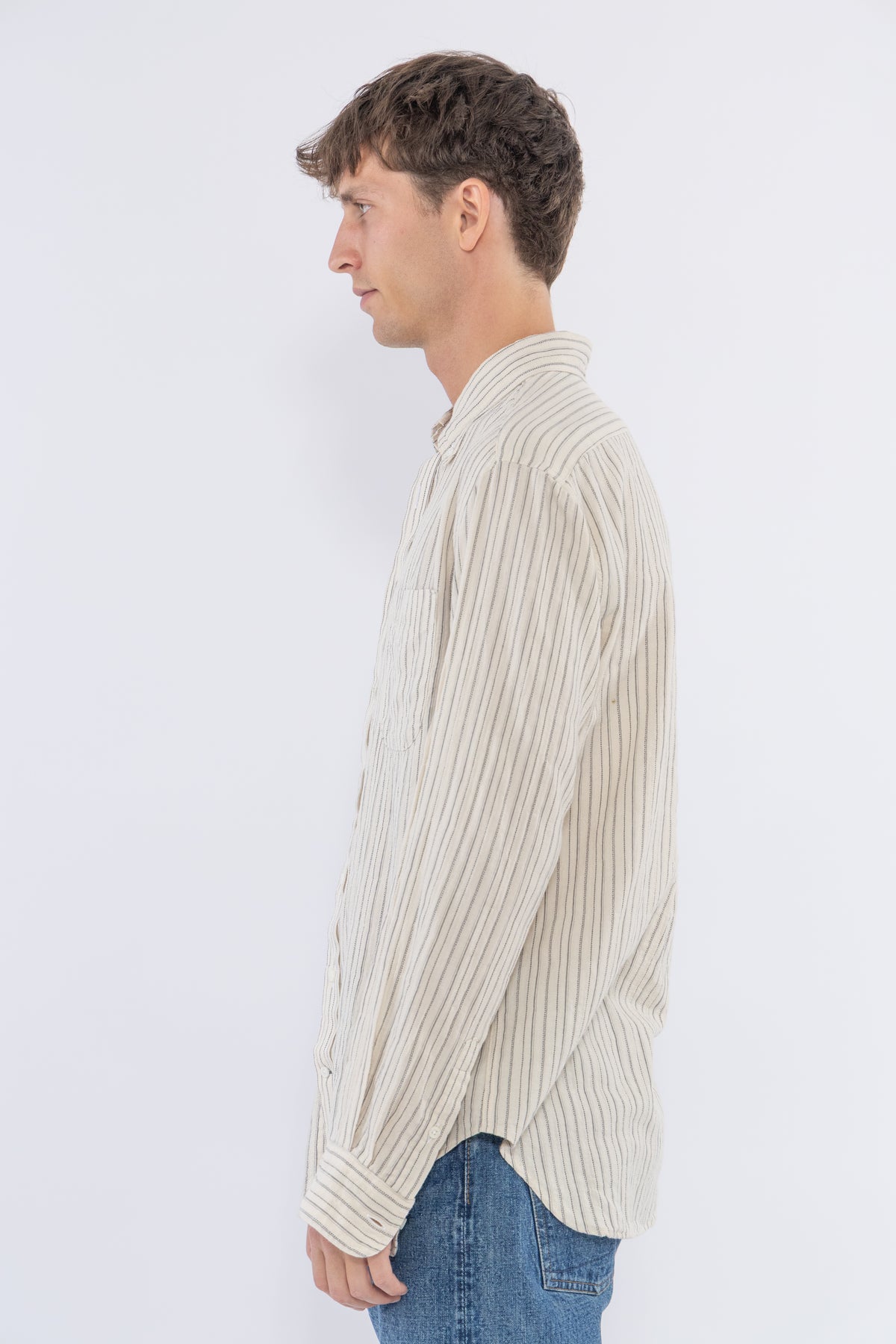 Brushed Dobby Stripe, Ecru