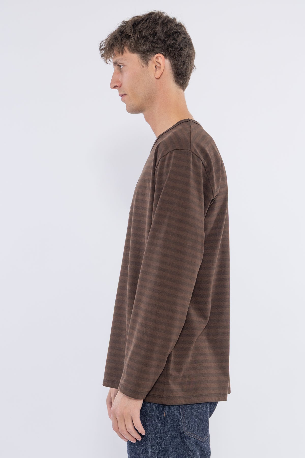 COOLMAX Stripe Jersey L/S Tee, Brown