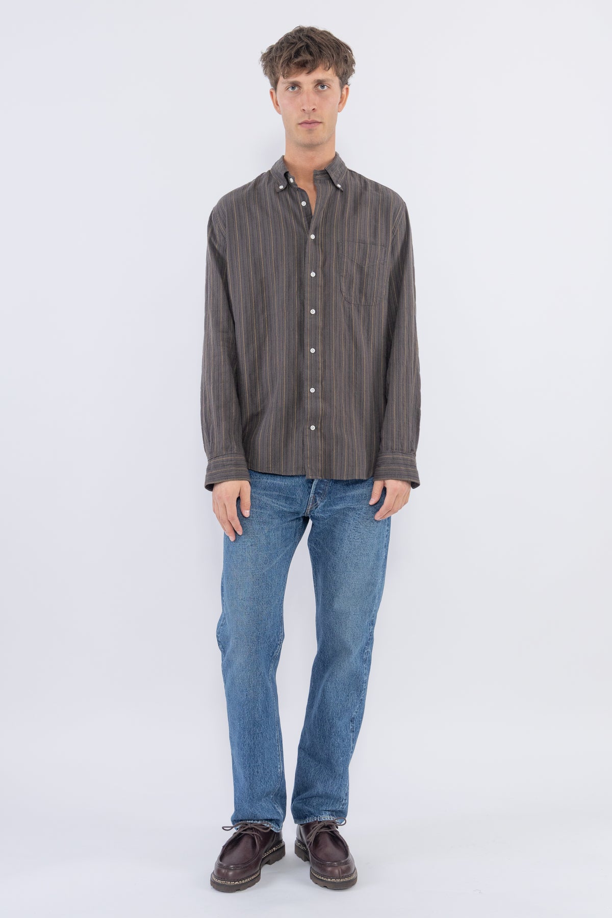 Brushed Dobby Stripe, Brown