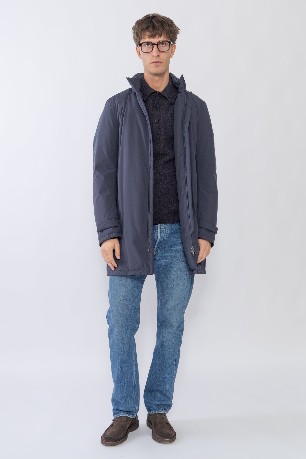 Woven Half Coat, Blue