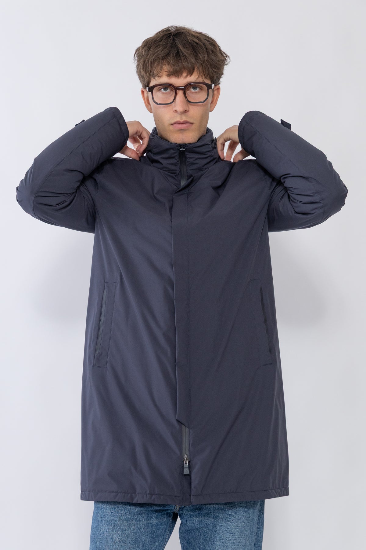 Woven Half Coat, Blue